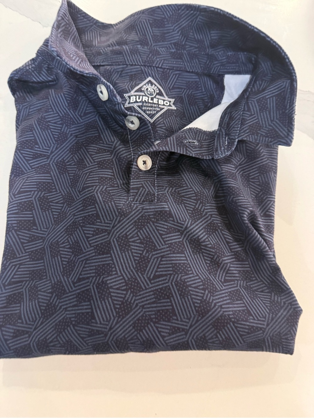 Burlebo Youth Performance Polo Navy Flag Print